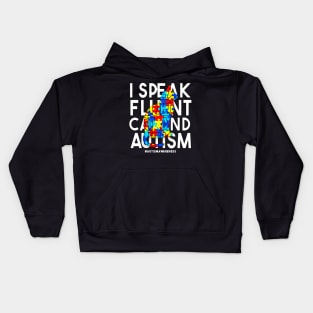 I Speak Fluent Cat And Autism Funny Autism Cat T-Shirt Kids Hoodie